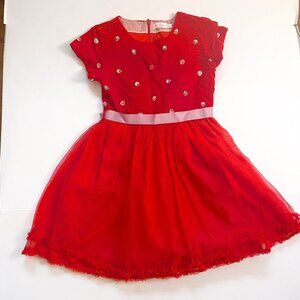 Mini Boden Girls Red Velvet and Tulle Party Dress, Size 11/12